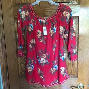 Red floral dress